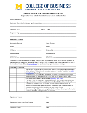 Authorization for Official Foreign Travel