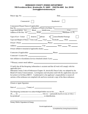 Hernando County Fence Permit Application