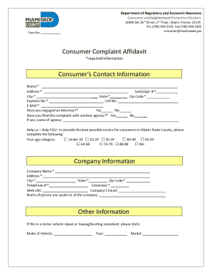 Consumer Complaint Affidavit