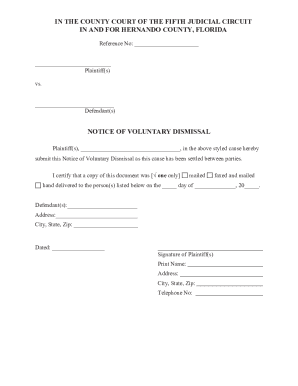 Florida Notice of Voluntary Dismissal