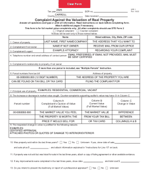 Complaint Against the Valuation of Real Property