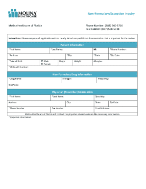 Non-Formulary Drug Inquiry Form