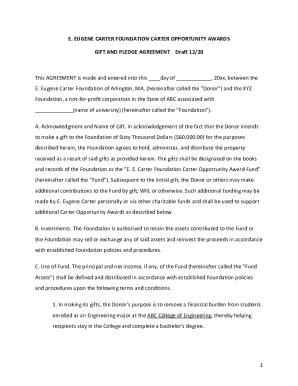 E. Eugene Carter Foundation Gift and Pledge Agreement