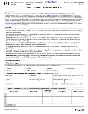 Treaty Annuity Payment Request Form