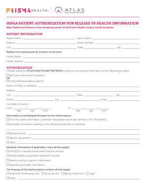 HIPAA Patient Authorization for Release of Health Information