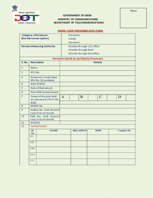 Know Your Pensioner Form