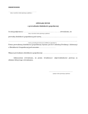 Parent Business Activity Declaration