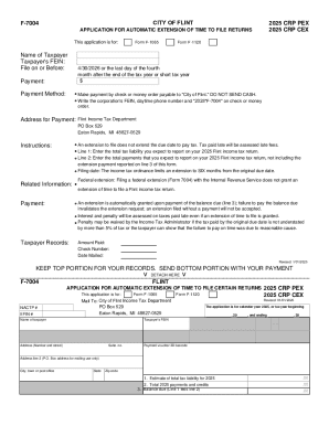 City of Flint 2025 Tax Extension Application