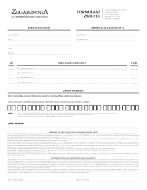 Poland Return Form for Watch Shop