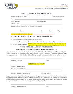 Utility Service Disconnection Form