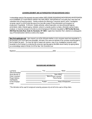 Background Check Authorization Form