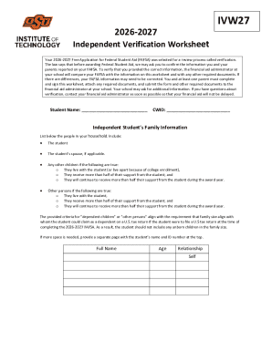Independent Verification Worksheet - OSUIT