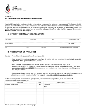 Financial Aid V5 Aggregate 2026-27 Verification Worksheet ...