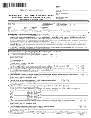 mri safety screening form - Children's Healthcare of Atlanta