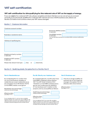 UK VAT Self-Certification Form