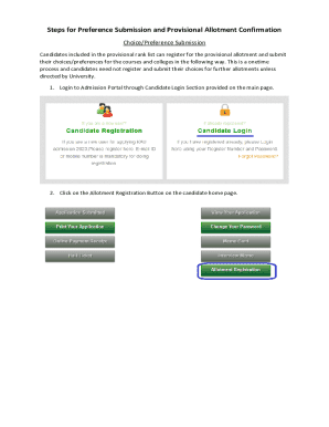 University Provisional Allotment Confirmation Form