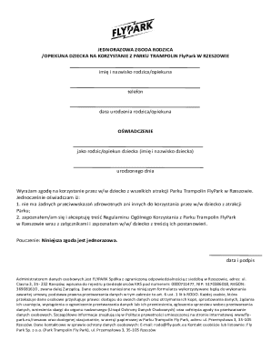 FlyPark Trampoline Park Consent Form