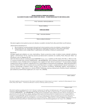 Parent Consent Form for GOair Amusement Park