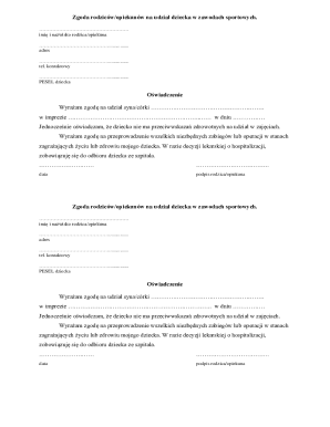 Parental Consent for Child Participation in Sports