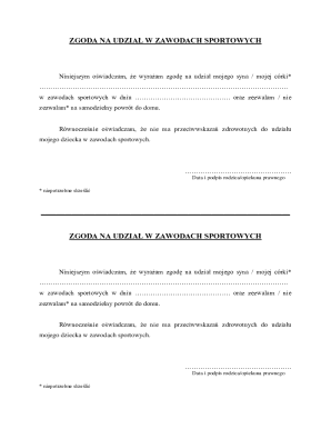 Consent for Participation in Sports Events