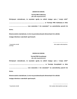 Consent Form for Youth Sports Tournament