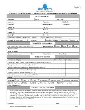 Stormwater Management Construction Site Inspection Report