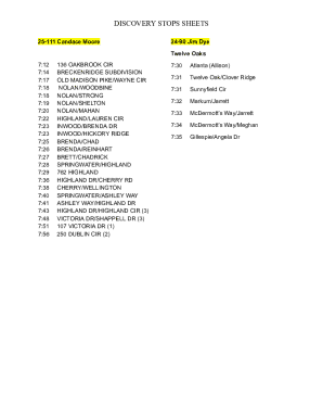 Discovery Stops Sheets