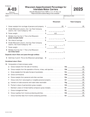 Wisconsin Apportionment Percentage for Interstate Motor Carriers 2025