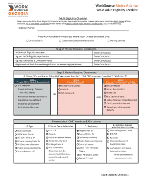 WIOA Adult Eligibility Checklist