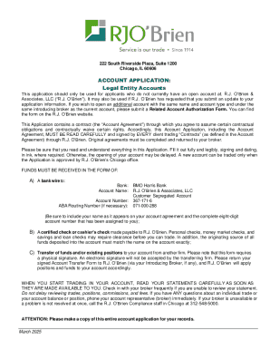 R.J. O’Brien Legal Entity Account Application