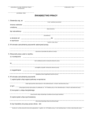 Polish Employment Certificate