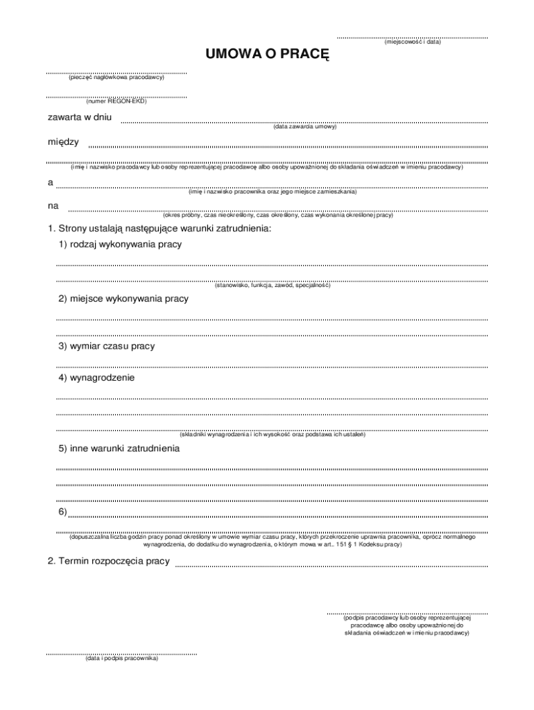 Polish Contract Example Polish Employment Contract - Blank Fillable Template | Fill Out, Print ...
