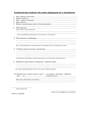 Employment Application Form