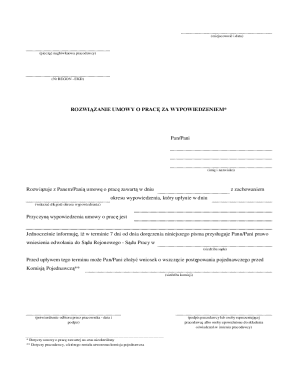 Polish Employment Termination Notice