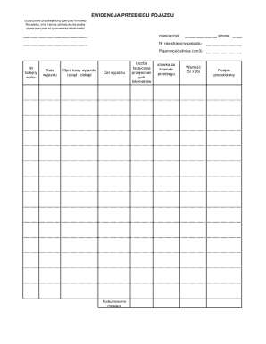 Vehicle Mileage Log Form