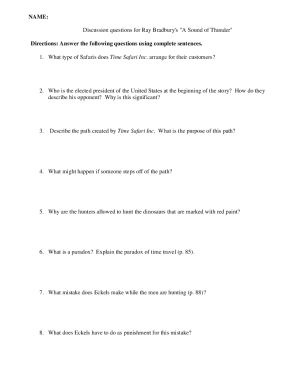 Discussion Questions for Ray Bradbury's A Sound of Thunder