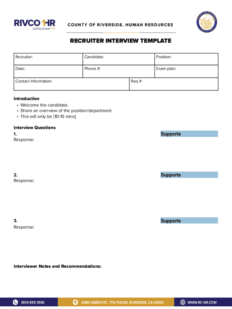 Adir Interview Form.pdf Fillable Online Recruiter Introduction to Candidates email template Fax ...
