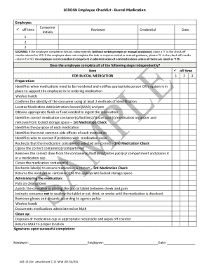 SCDDSN Employee Checklist - Buccal Medication