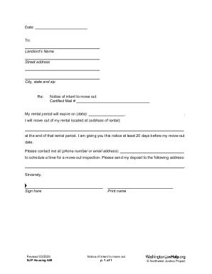 Notice of Intent to Move Out