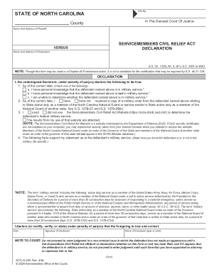 Servicemembers Civil Relief Act Declaration