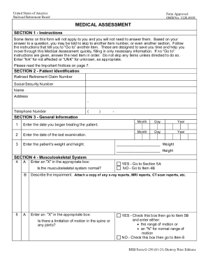 Railroad Retirement Board Medical Assessment Form