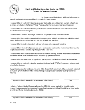 Consent for Treatment Form
