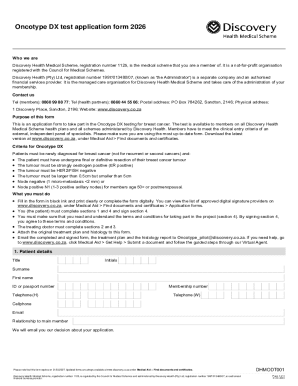 Oncotype DX Test Application Form 2026