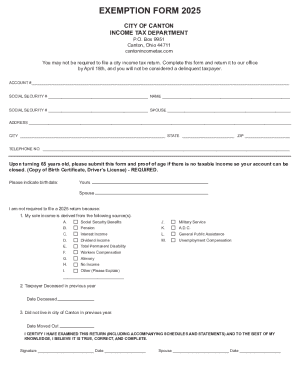 Canton Income Tax Exemption Form