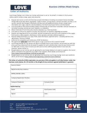 Letter of Authority for Business Utilities