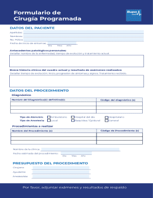 Scheduled Surgery Form