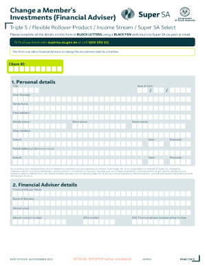 Change a Member's Investments Form