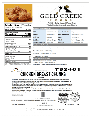 Whole Grain Chicken Breast Chunk Formulation Statement