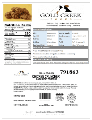 Product Formulation Statement for School Meals