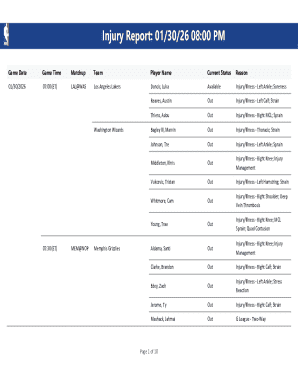 NBA Injury Report Template